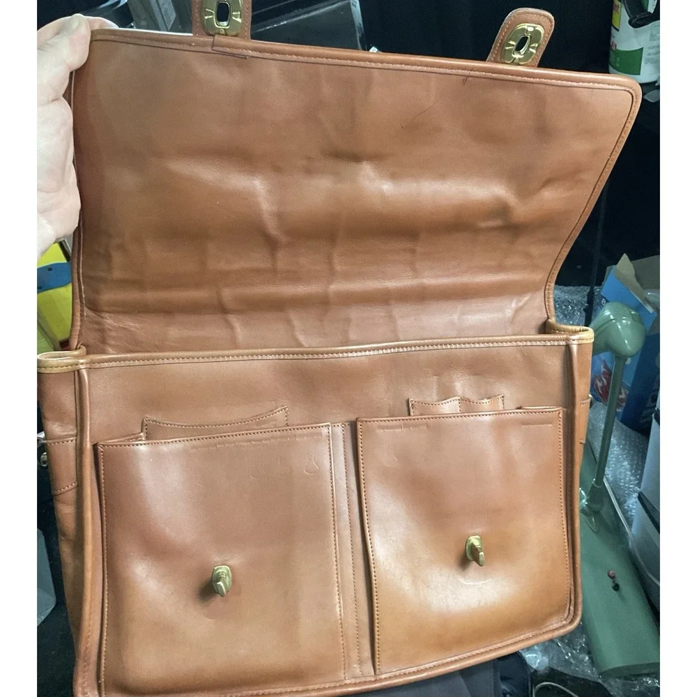 VINTAGE BRITISH TAN COACH LEATHER LAPTOP BRIEFCASE MESSENGER BAG